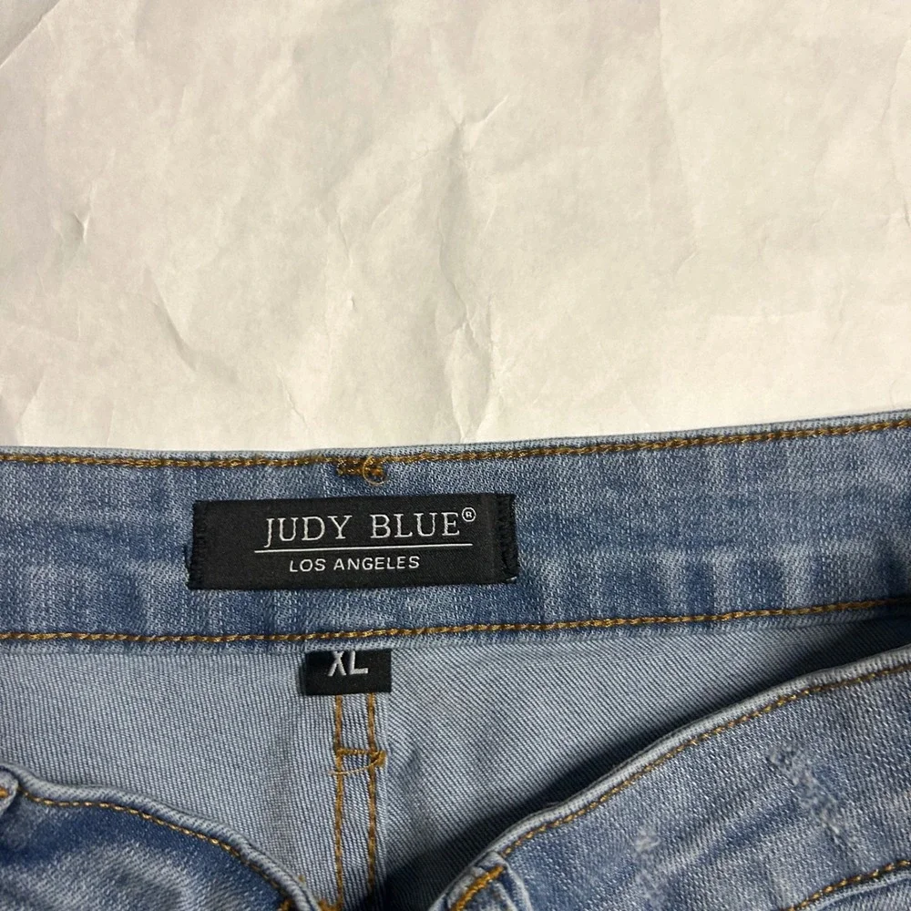 Judy‎ Blue Los Angeles XL Denim Jean Shorts Frayed Hem Light Wash